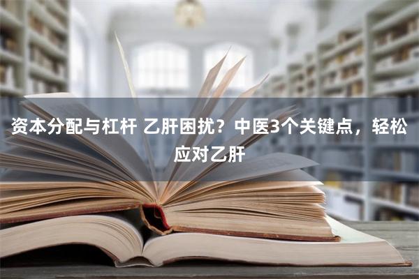 资本分配与杠杆 乙肝困扰？中医3个关键点，轻松应对乙肝